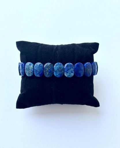 Natural Lapis Lazuli Oval Bead Bracelet