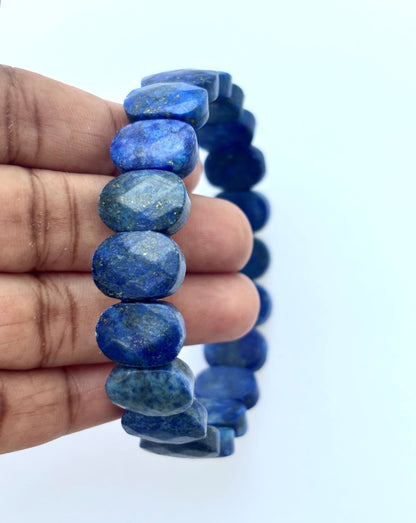 Natural Lapis Lazuli Oval Bead Bracelet