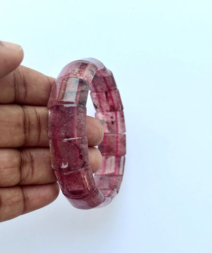 Natural Strawberry Quartz Bead Bracelet