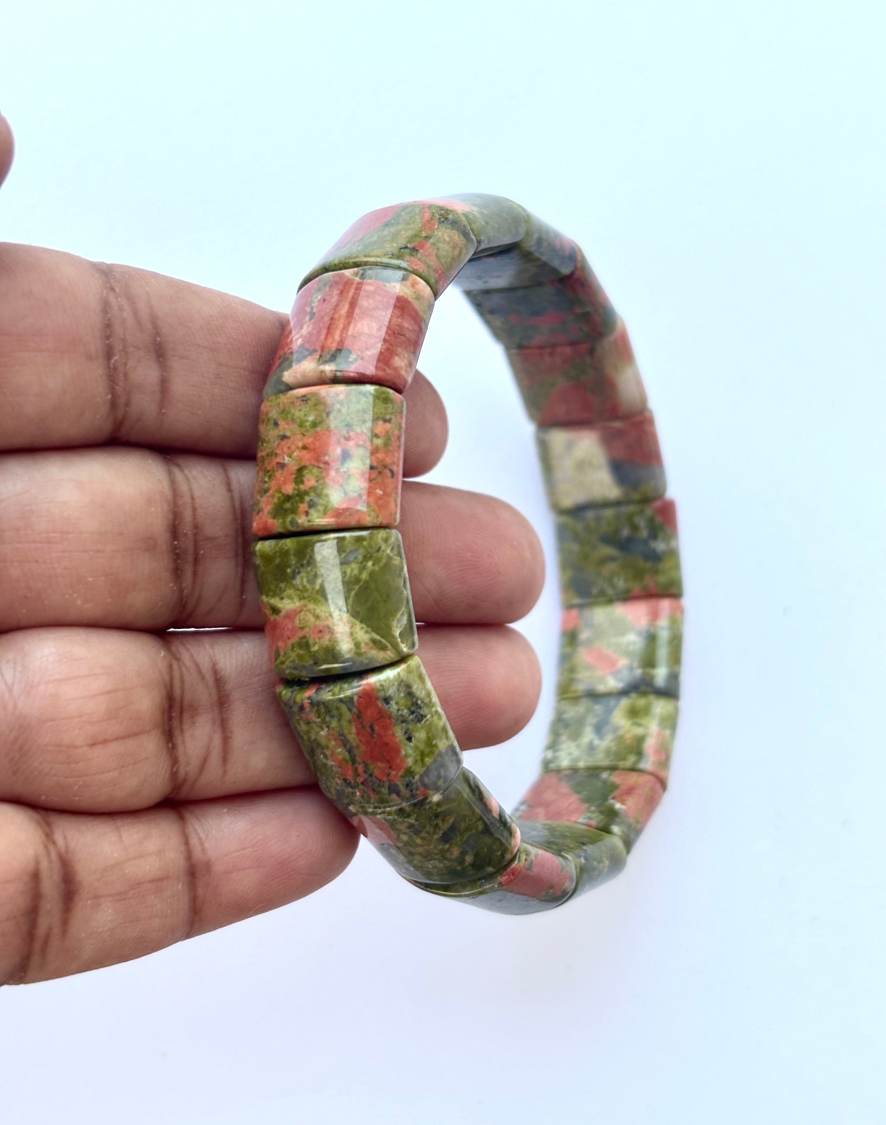 Natural Unakite Bead Bracelet