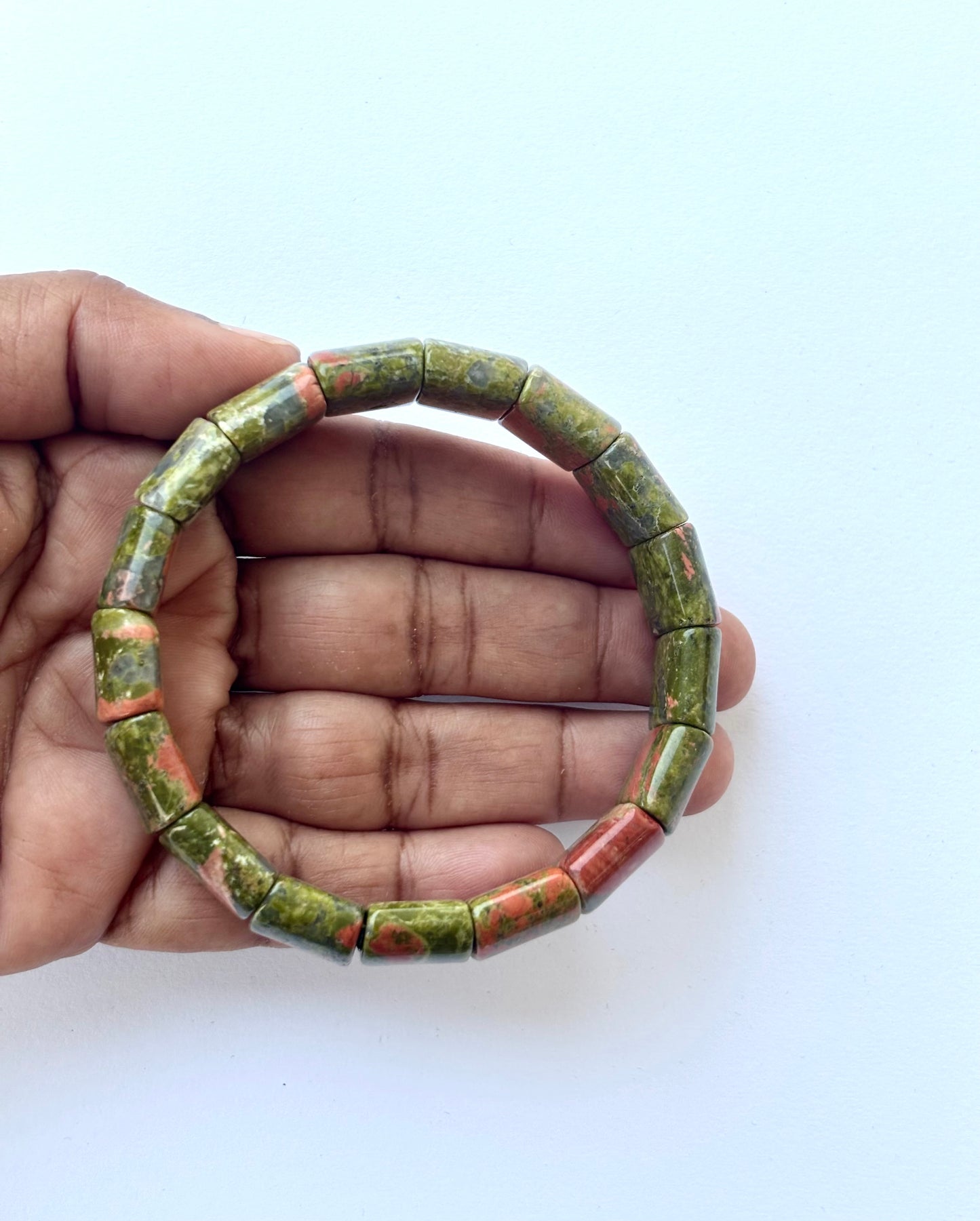Natural Unakite Bead Bracelet
