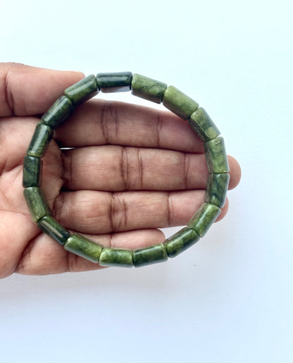 Natural Green Jade Faceted Bead Bracelet