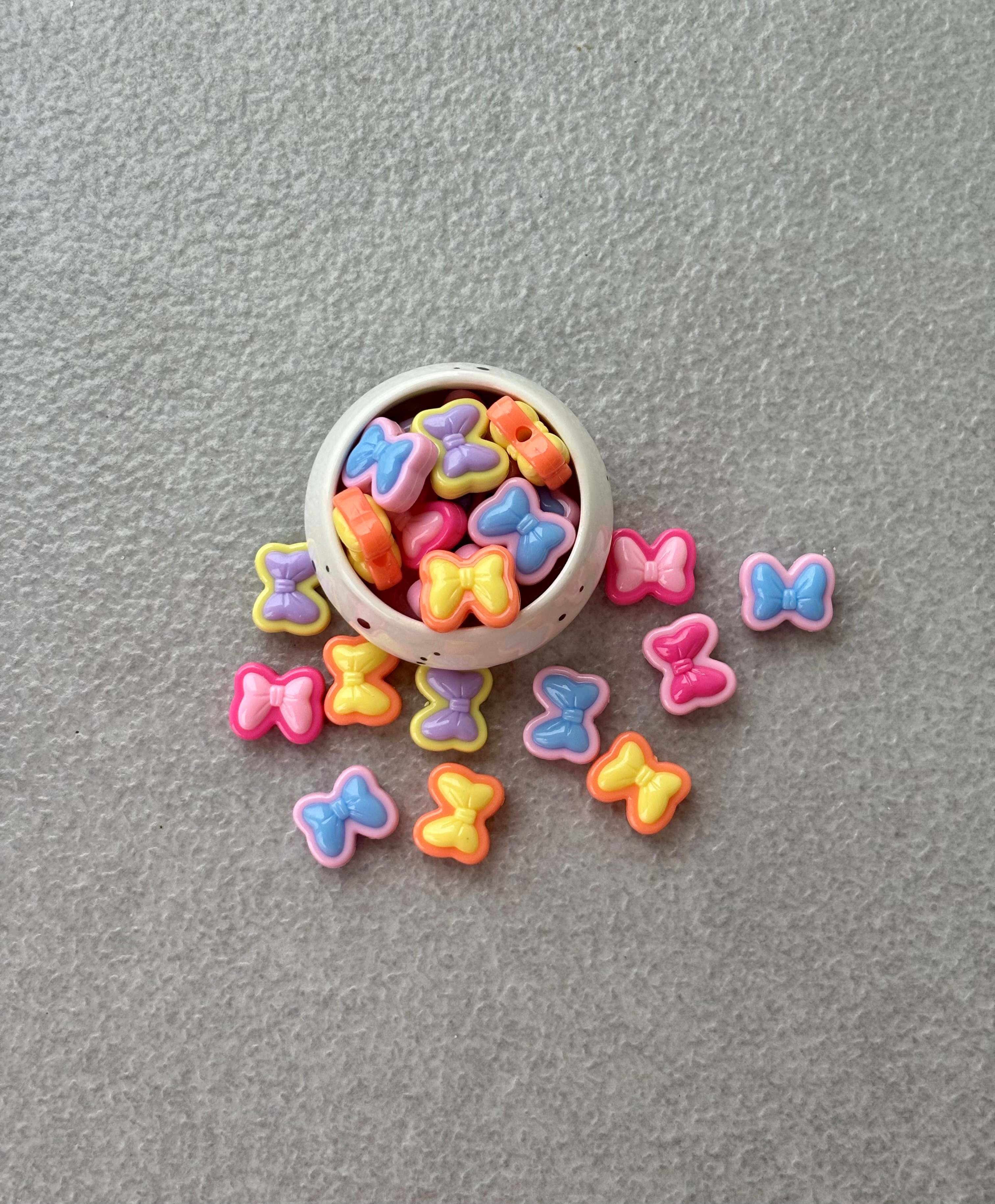 Colorful Bow Ribbon Acrylic Beads Mix