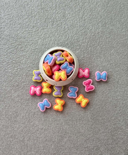 Colorful Bow Ribbon Acrylic Beads Mix