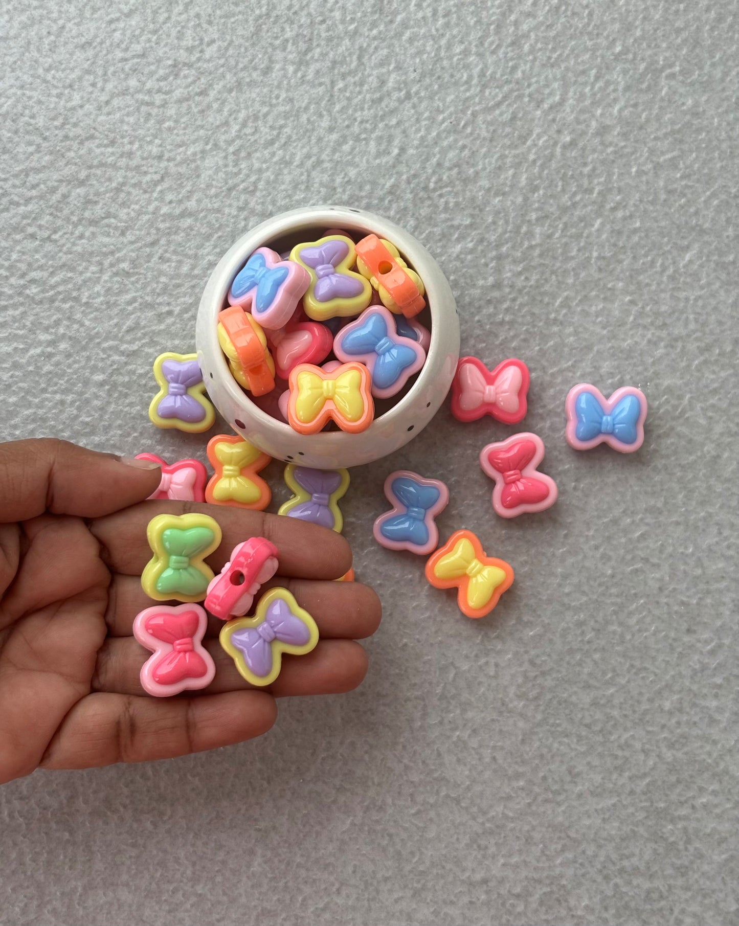 Colorful Bow Ribbon Acrylic Beads Mix