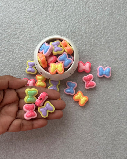 Colorful Bow Ribbon Acrylic Beads Mix