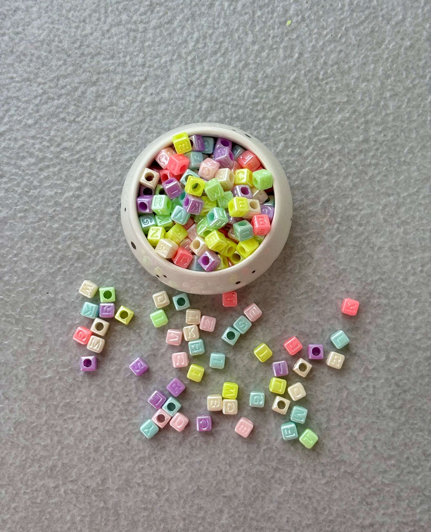 Pastel Cube Alphabet Acrylic Beads Mix