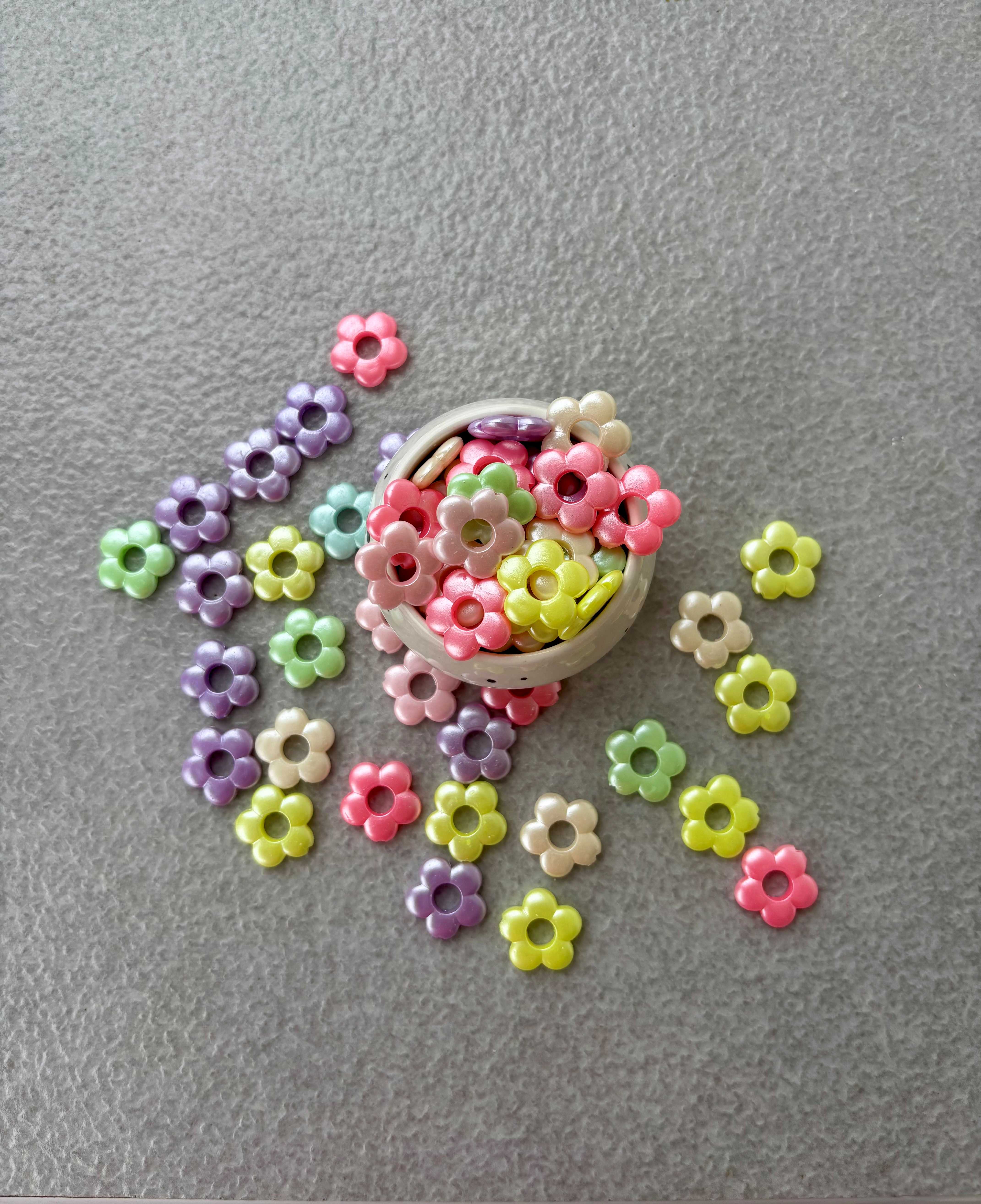 Pastel Open Center Flower Acrylic Beads Mix