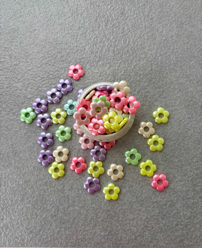 Pastel Open Center Flower Acrylic Beads Mix