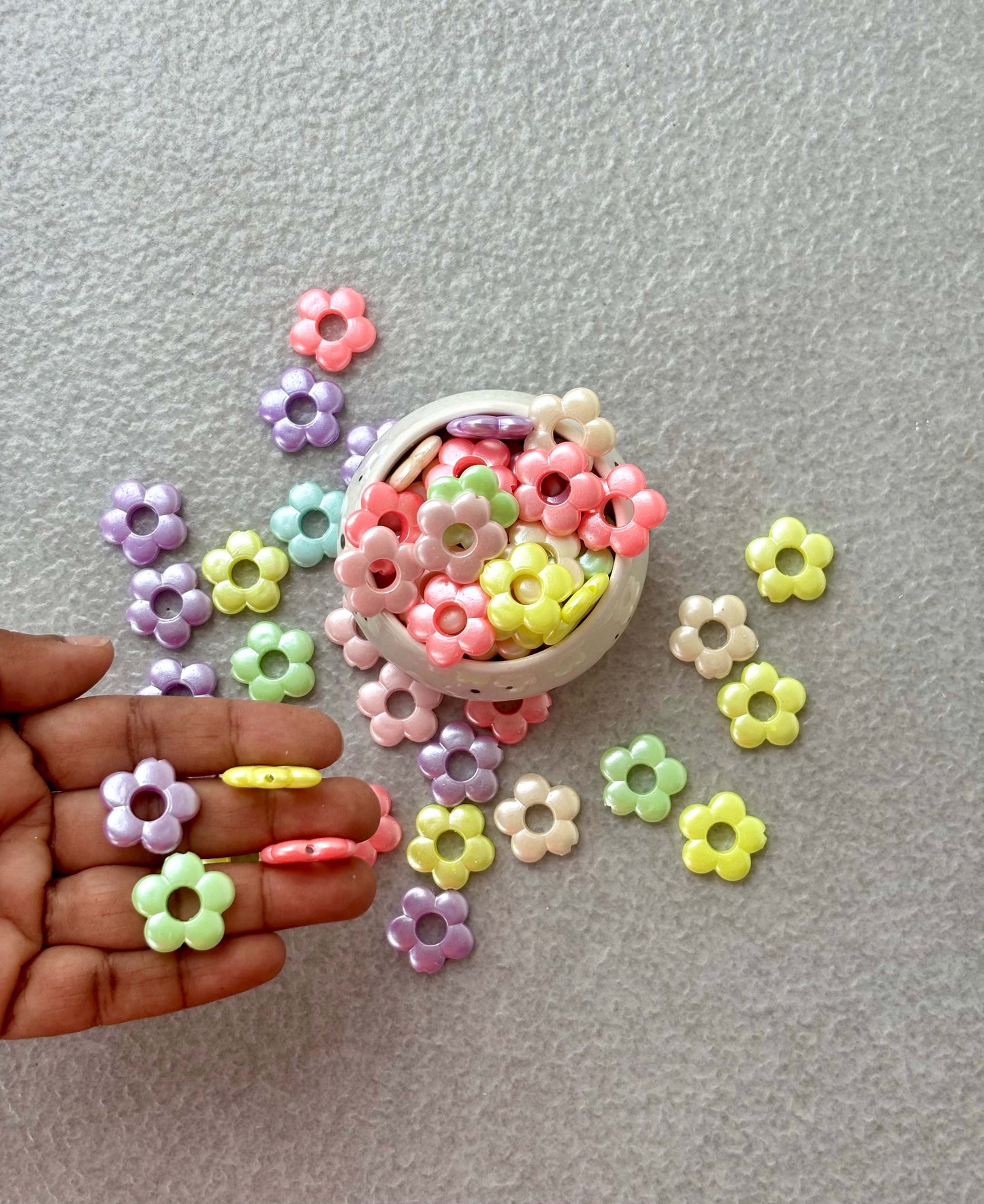Pastel Open Center Flower Acrylic Beads Mix