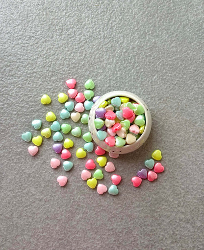 Pastel Heart Shaped Pearlescent Acrylic Beads Mix