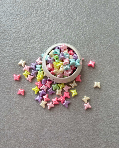 Pearlescent Pastel Mini Bow Tie Acrylic Beads Mix