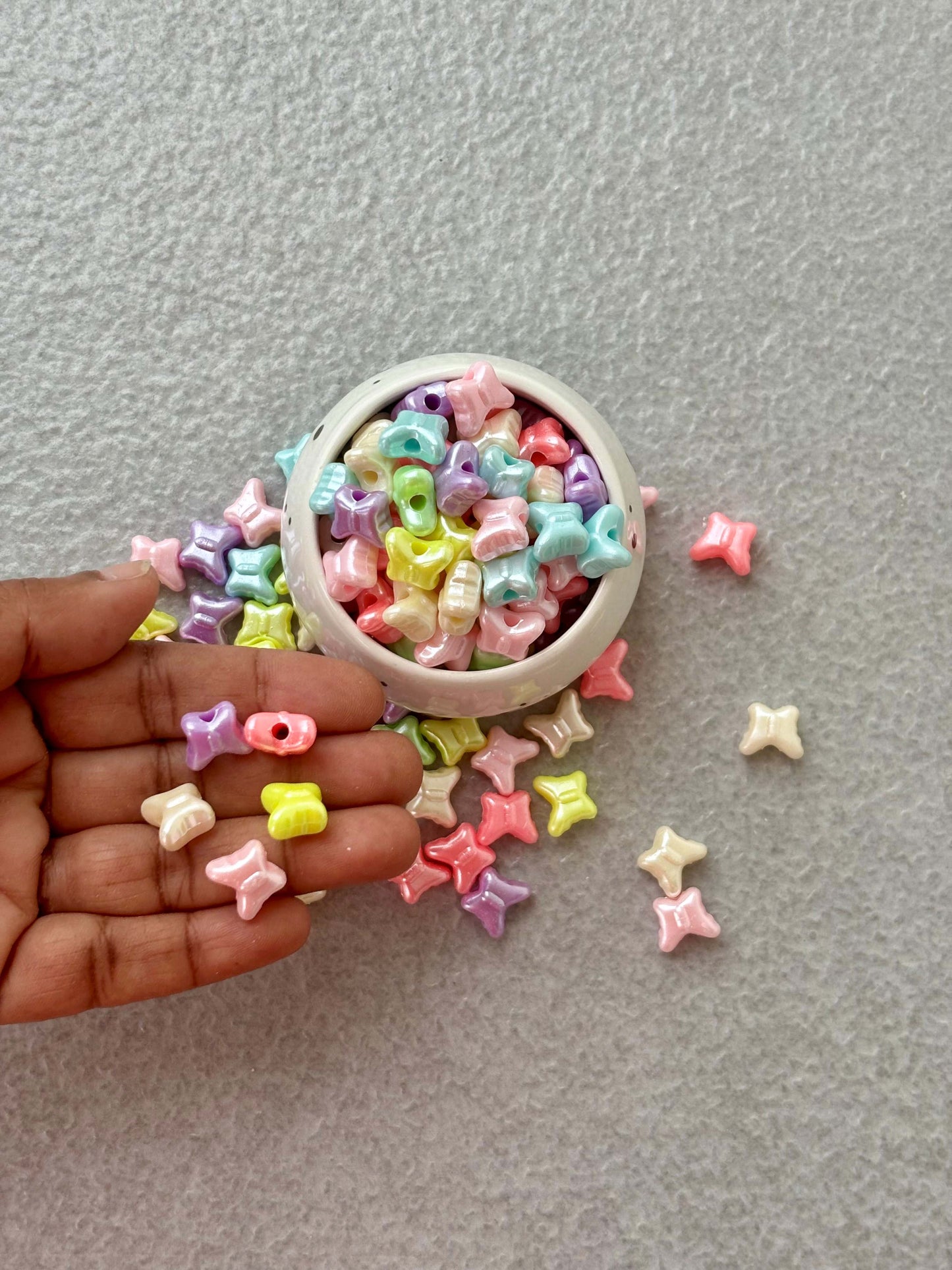 Pearlescent Pastel Mini Bow Tie Acrylic Beads Mix