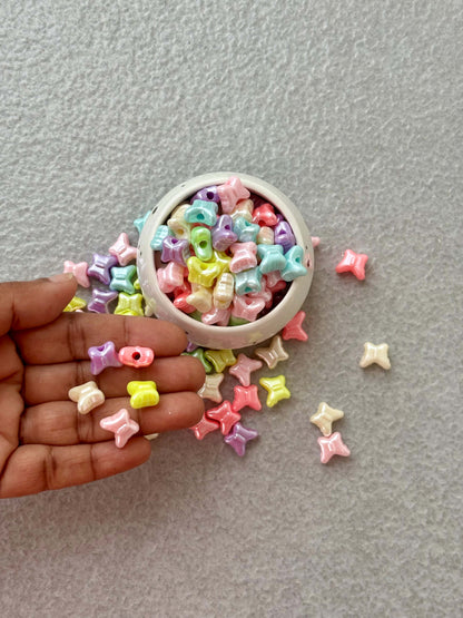 Pearlescent Pastel Mini Bow Tie Acrylic Beads Mix