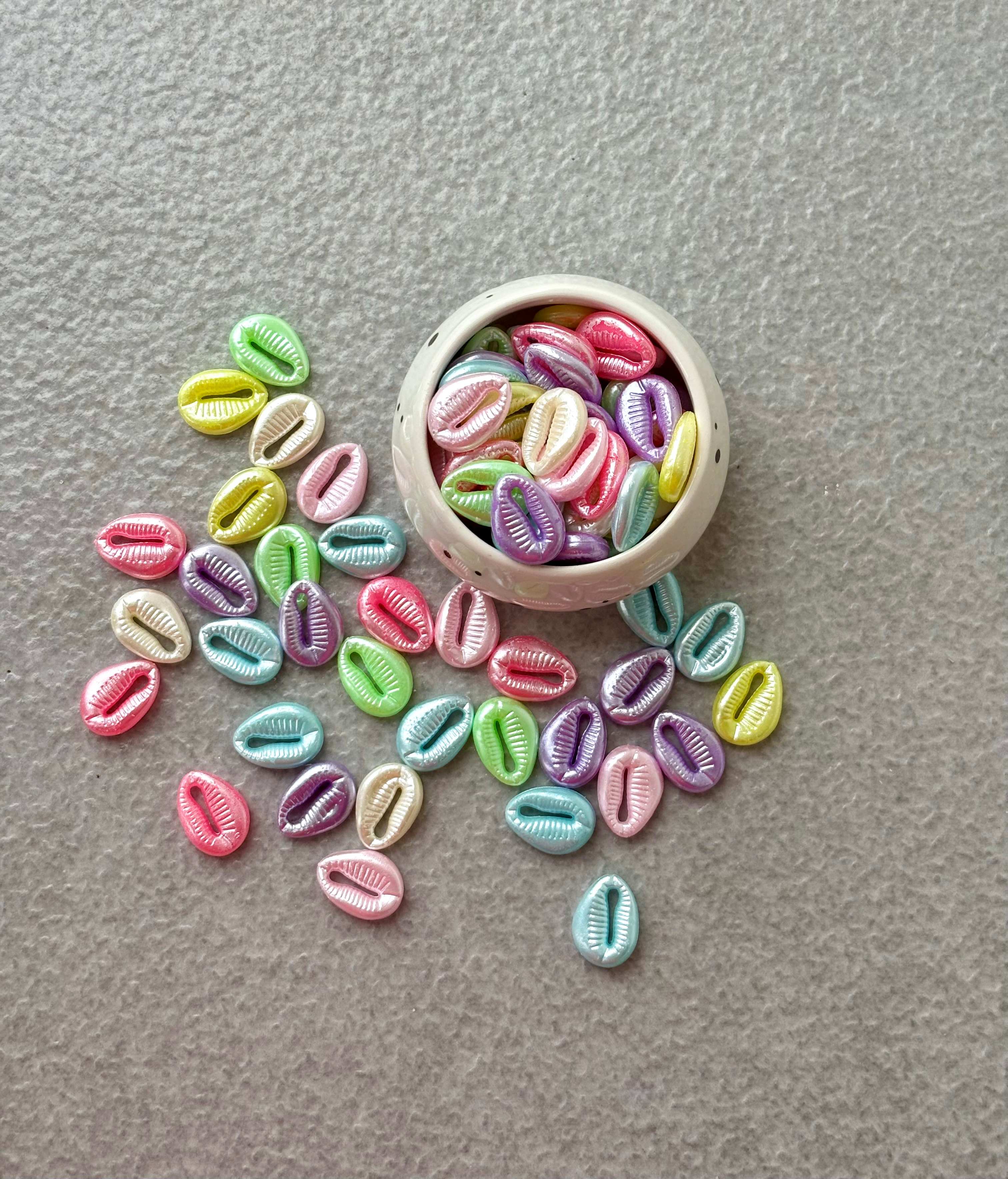 Pearlescent Pastel Cowrie Shell Acrylic Beads Mix
