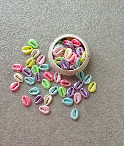 Pearlescent Pastel Cowrie Shell Acrylic Beads Mix