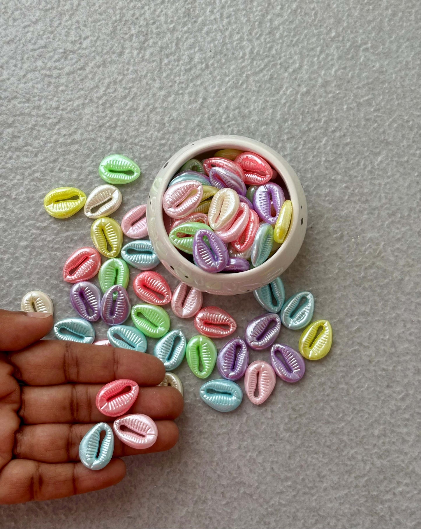 Pearlescent Pastel Cowrie Shell Acrylic Beads Mix