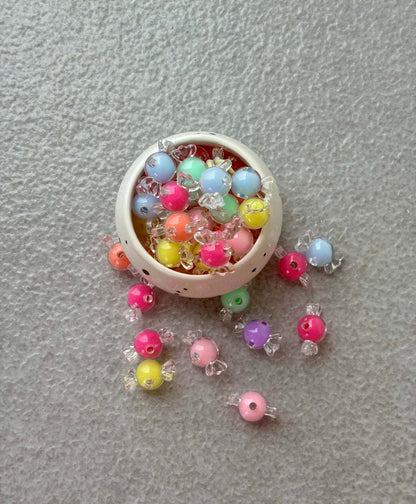 Candy Acrylic Beads with Transparent Ends Mix