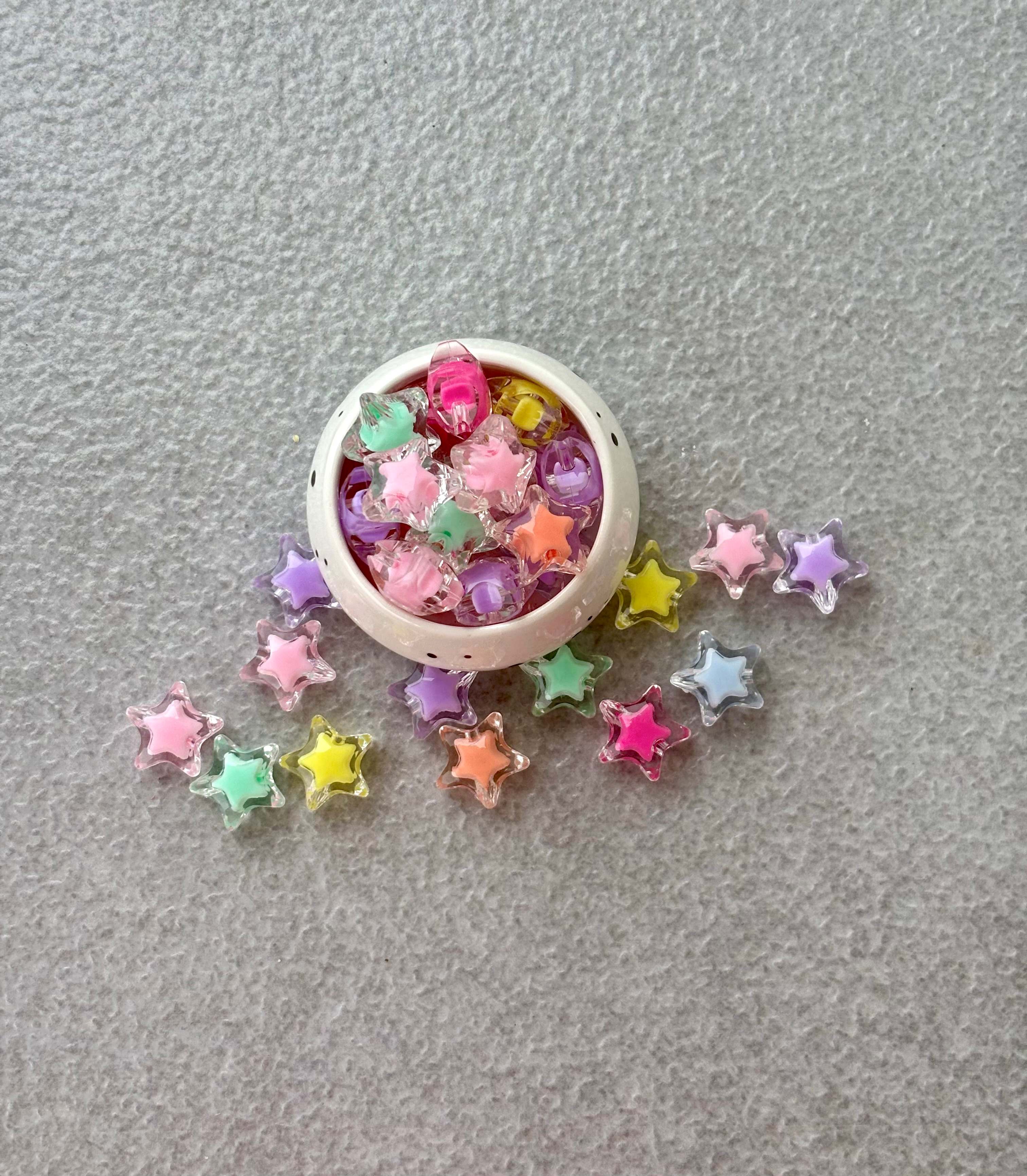 Transparent Star Acrylic Beads with Colorful Core Mix