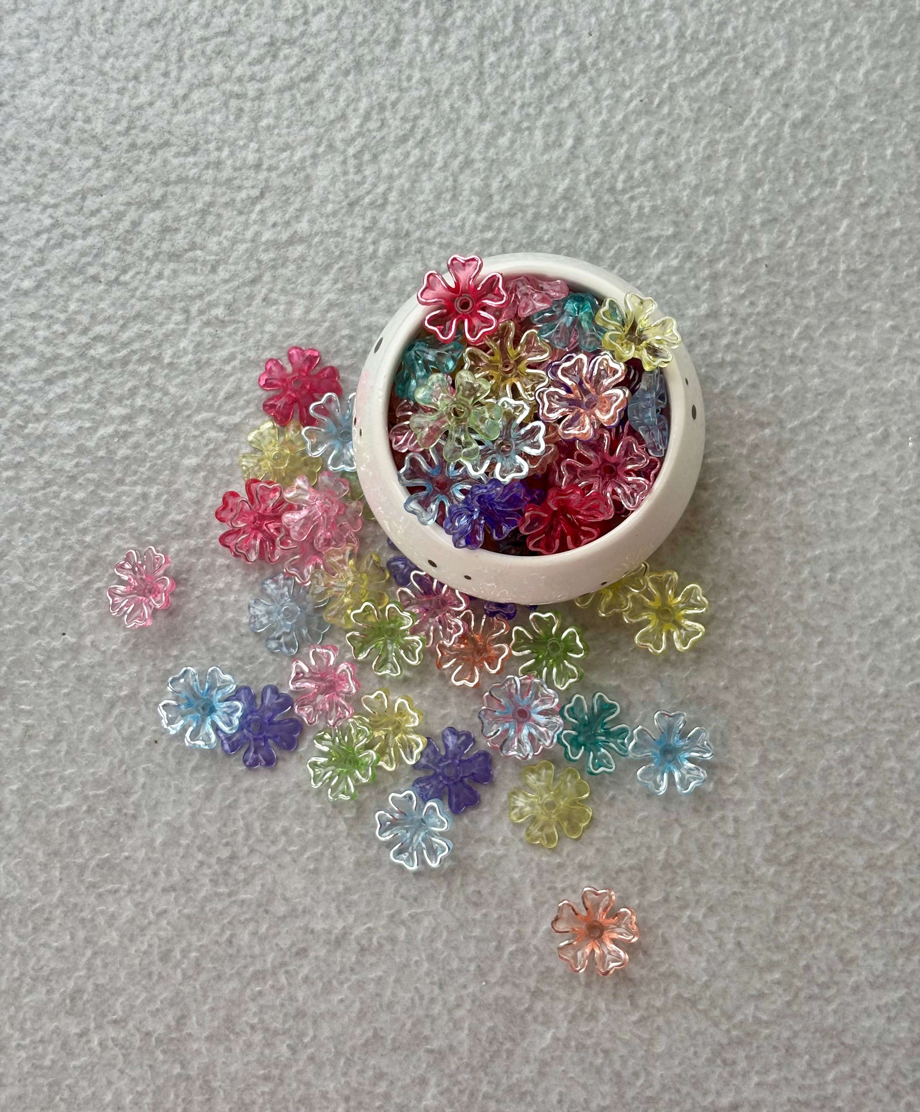 Transparent Colorful Acrylic Flower Beads Mix
