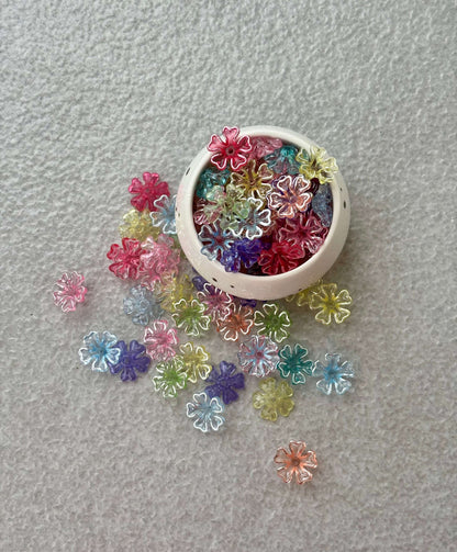 Transparent Colorful Acrylic Flower Beads Mix