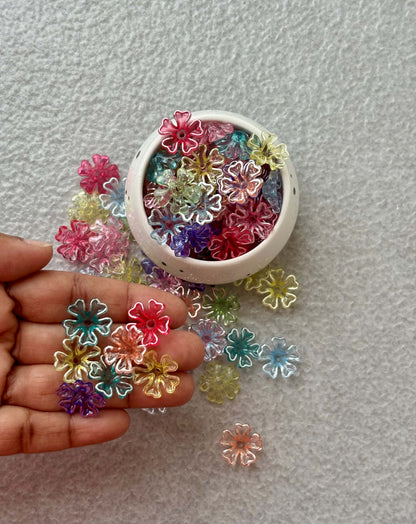 Transparent Colorful Acrylic Flower Beads Mix