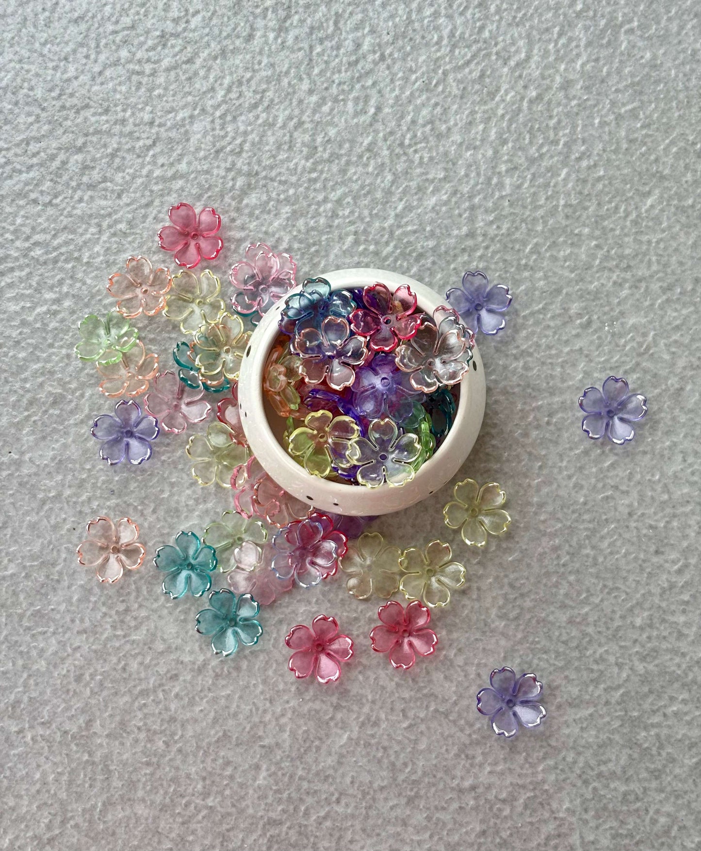 Transparent Sakura Cherry Blossom Acrylic Beads Mix