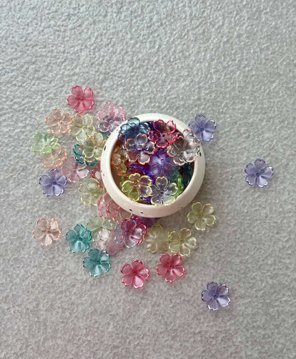 Transparent Sakura Cherry Blossom Acrylic Beads Mix