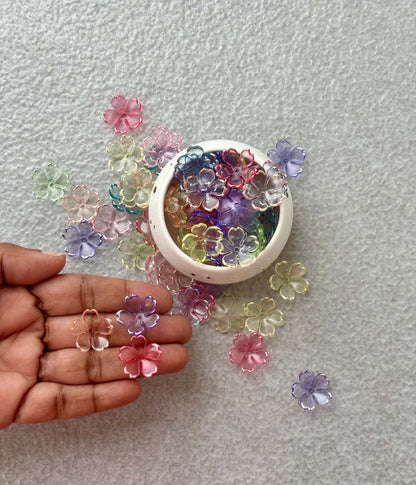 Transparent Sakura Cherry Blossom Acrylic Beads Mix