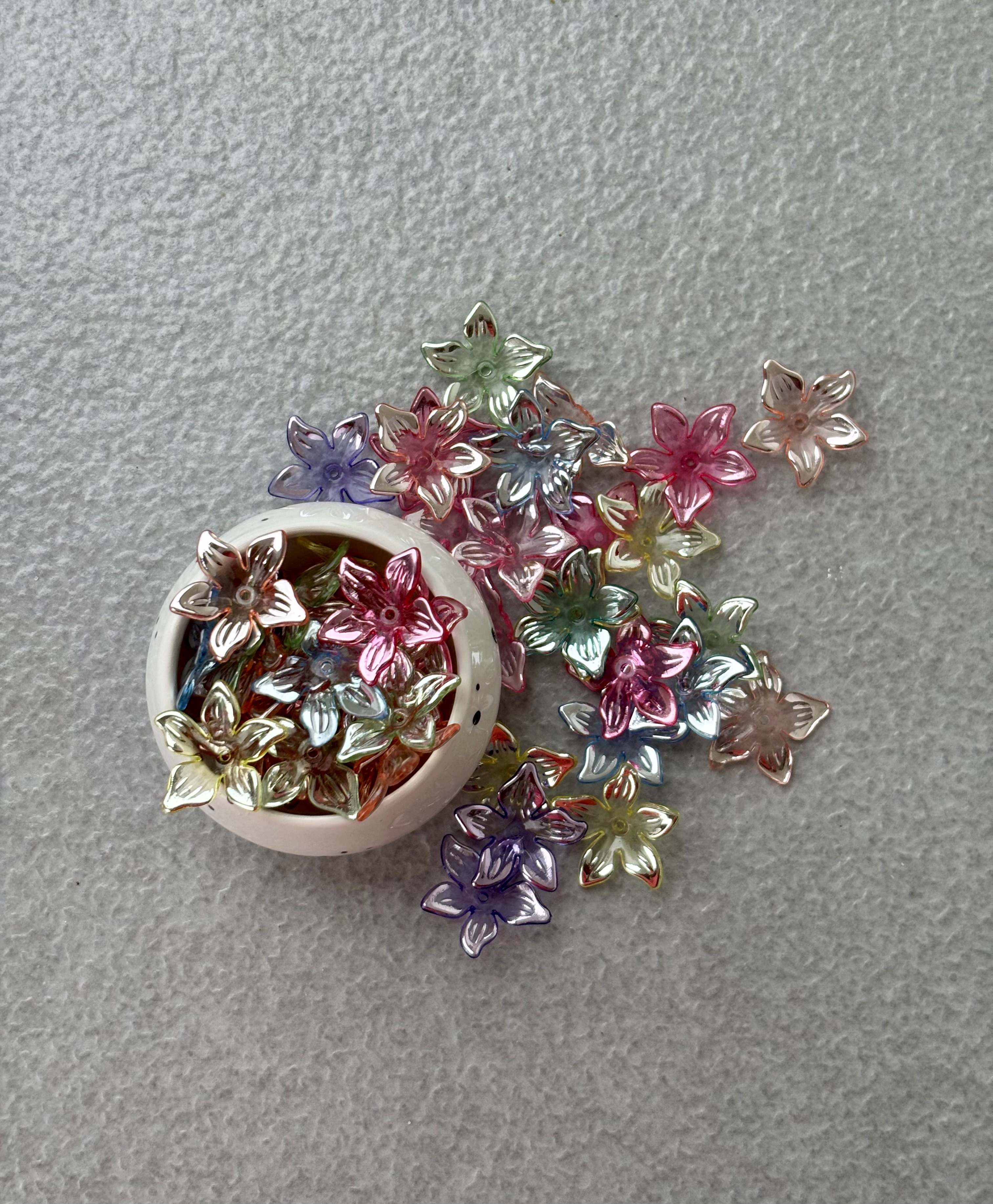 Transparent Iridescent AB Flower Acrylic Beads Mix