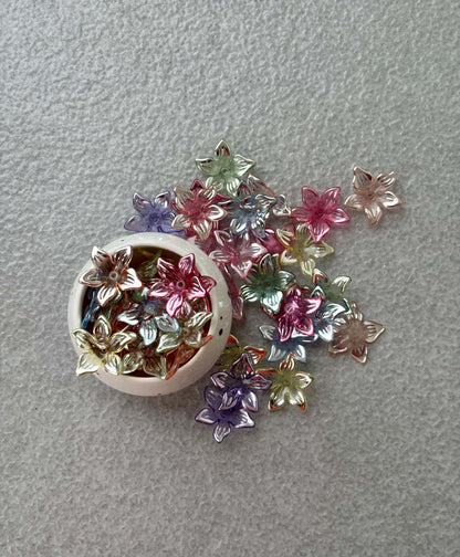 Transparent Iridescent AB Flower Acrylic Beads Mix