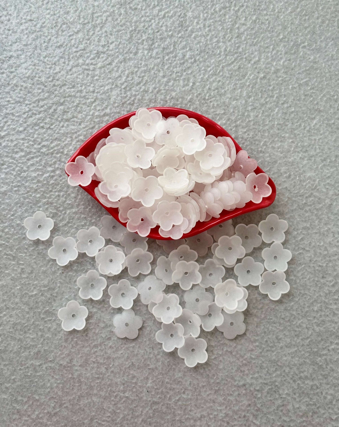 Frosted White Matte Acrylic 5-Petal Flower Beads