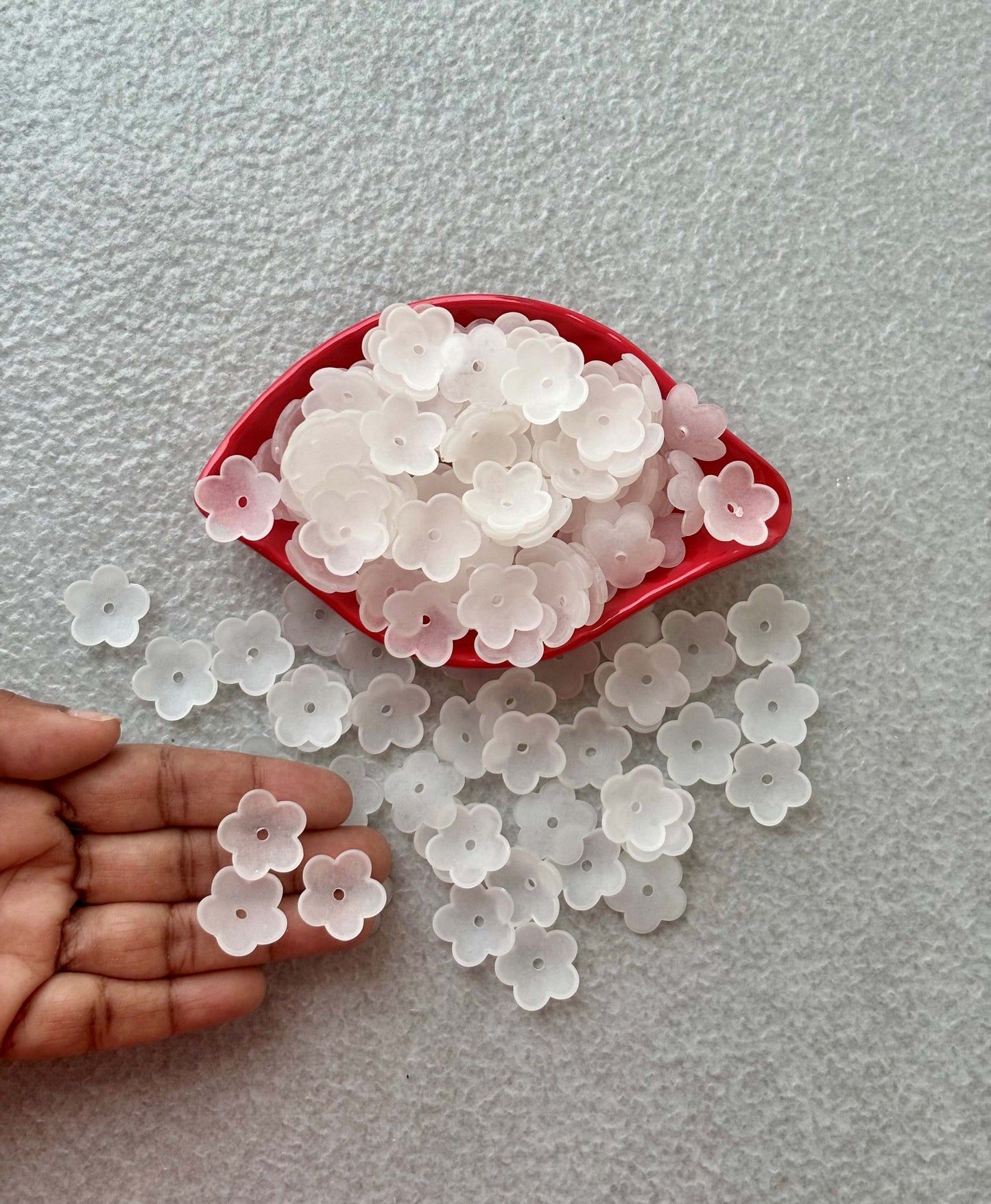 Frosted White Matte Acrylic 5-Petal Flower Beads