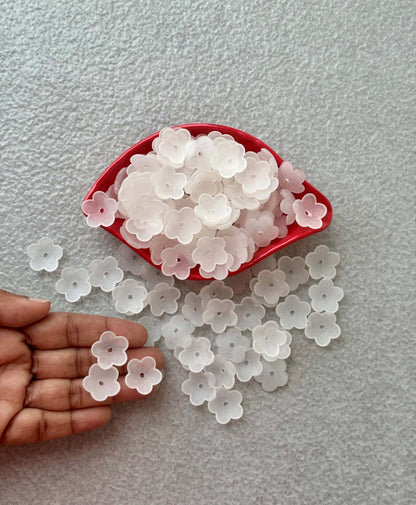 Frosted White Matte Acrylic 5-Petal Flower Beads