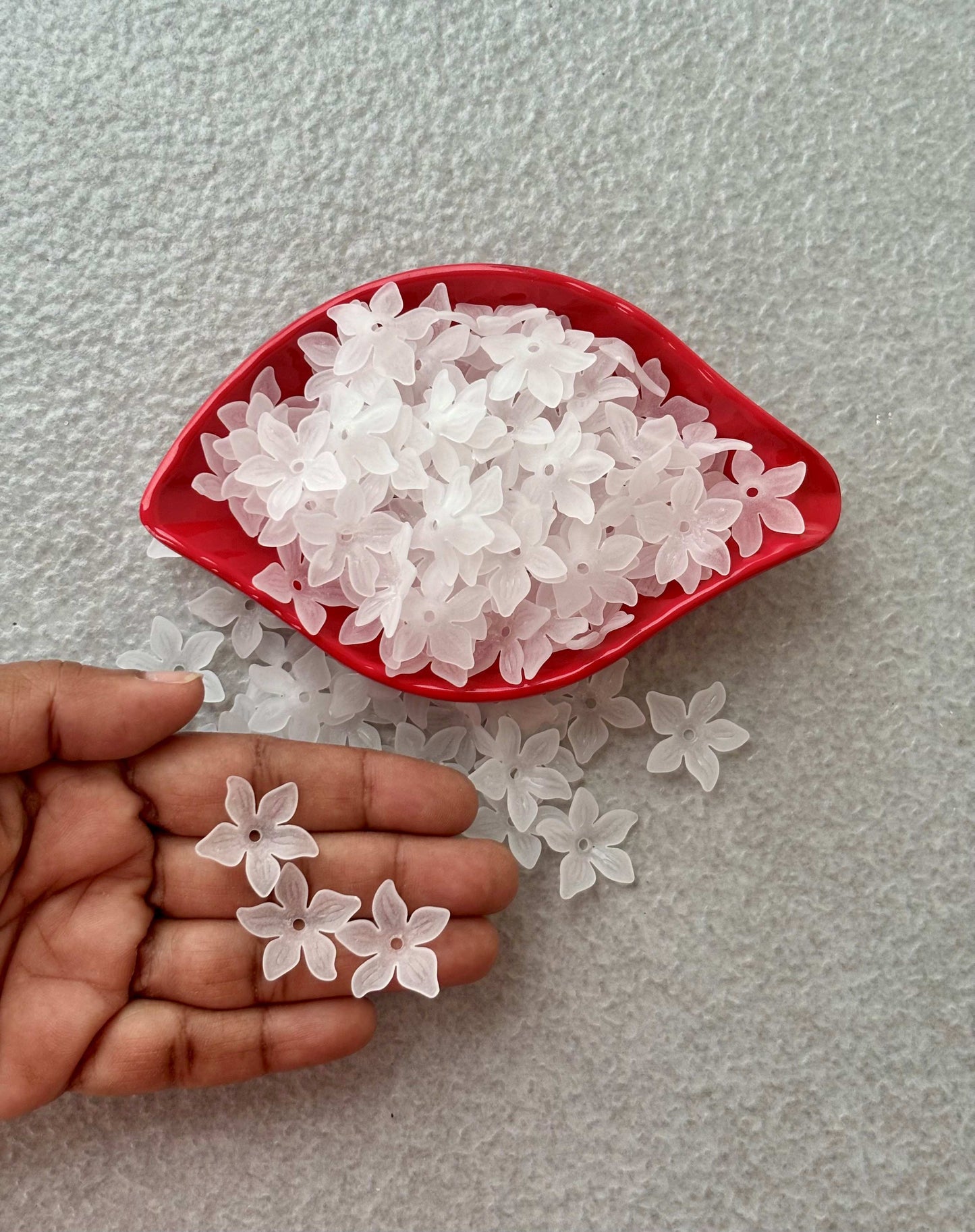 Frosted White Acrylic Lily Flower Beads