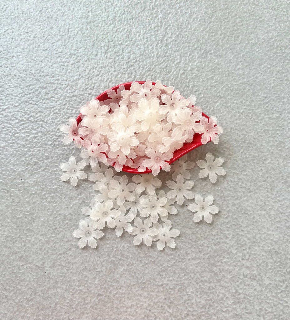 Frosted White Snowflake Style Flower Acrylic Beads