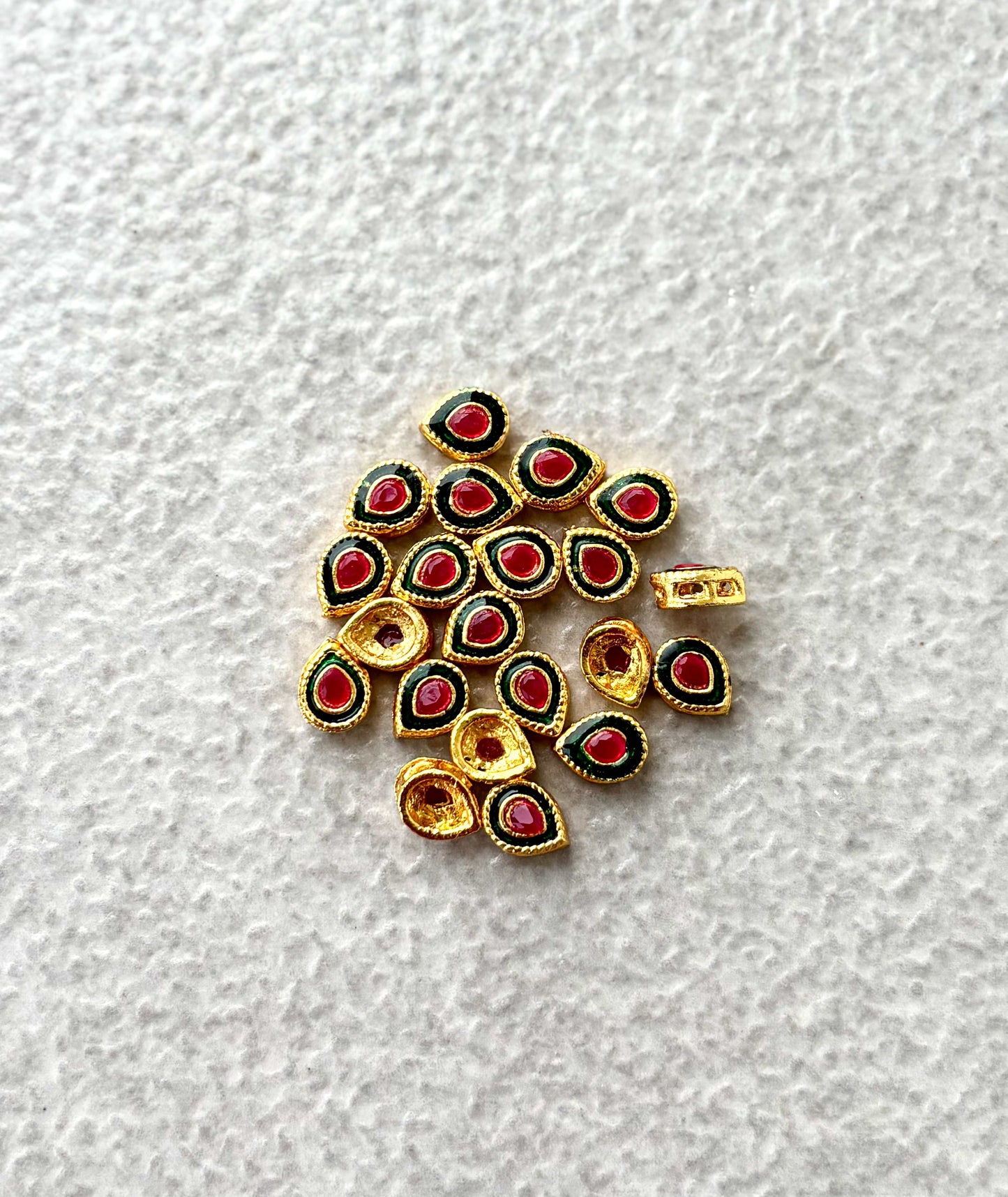 Red and Green Meenakari Kundan Drops