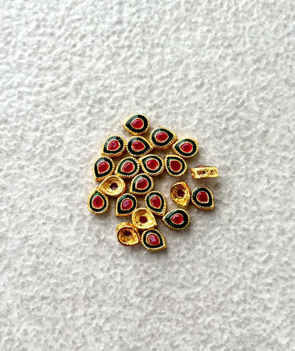 Red and Green Meenakari Kundan Drops