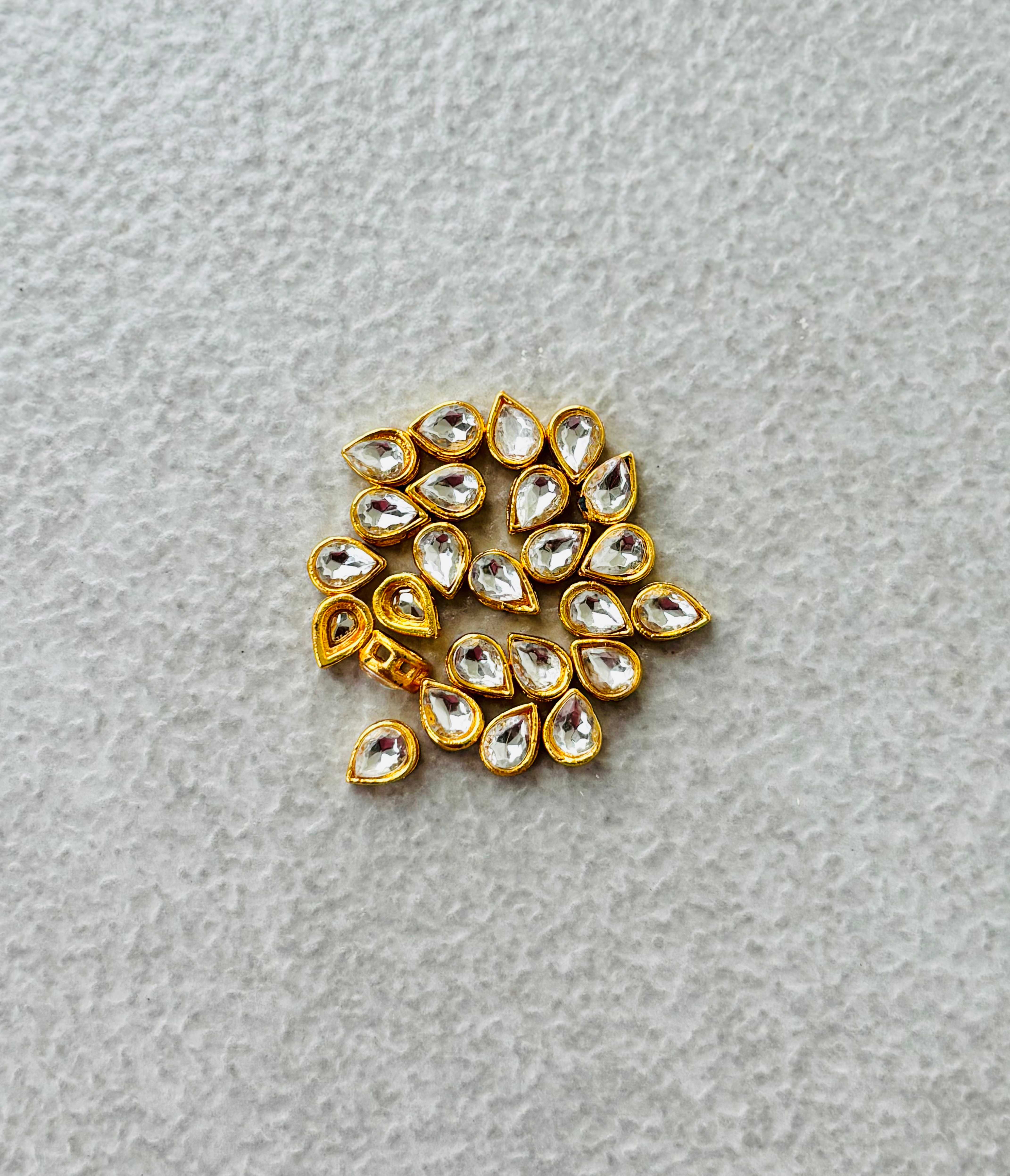 White Polki Stone Gold Plated Kundan Drops