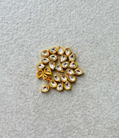 White Polki Stone Gold Plated Kundan Drops
