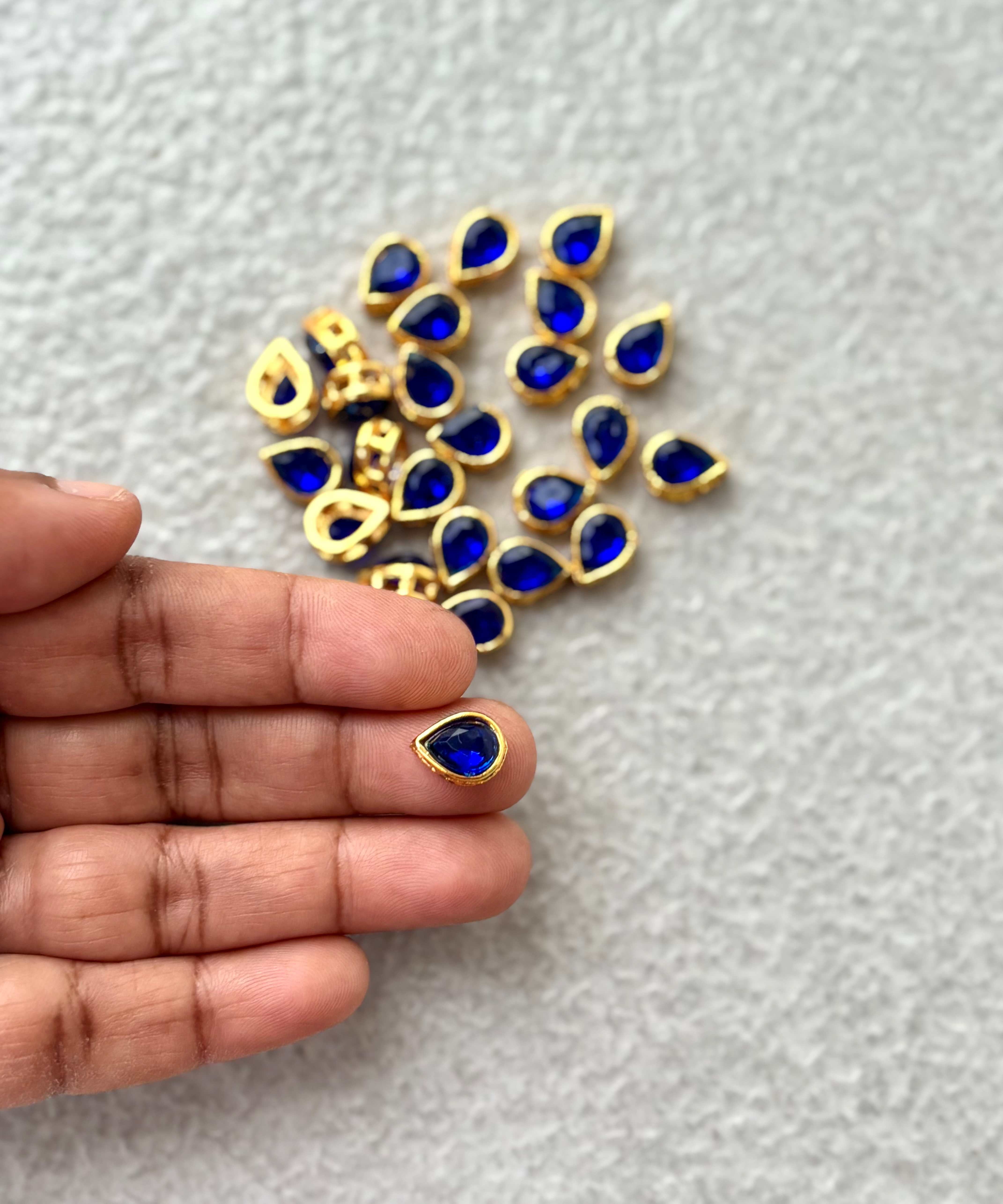 Royal Blue Stone Gold Plated Kundan Drops