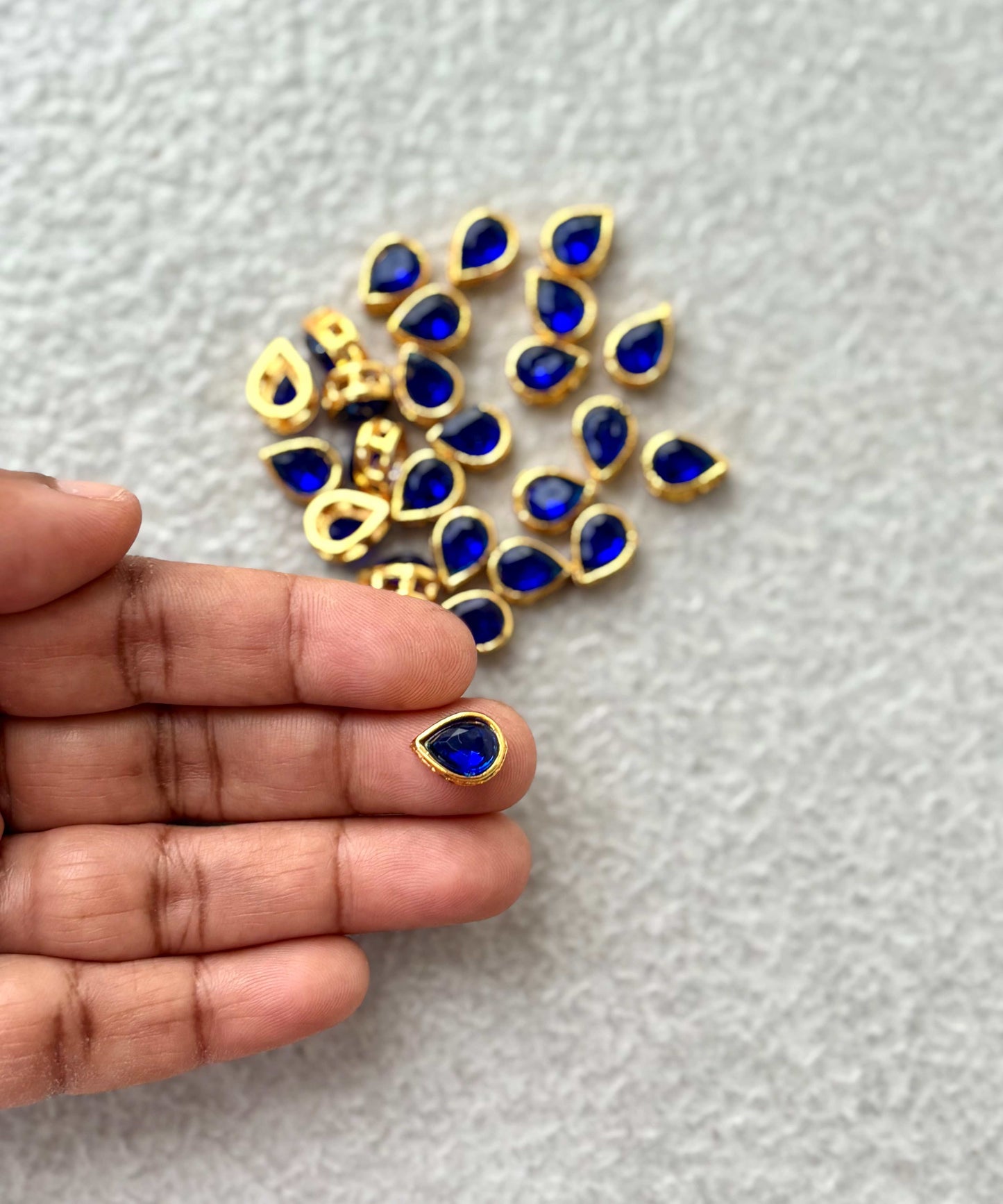 Royal Blue Stone Gold Plated Kundan Drops