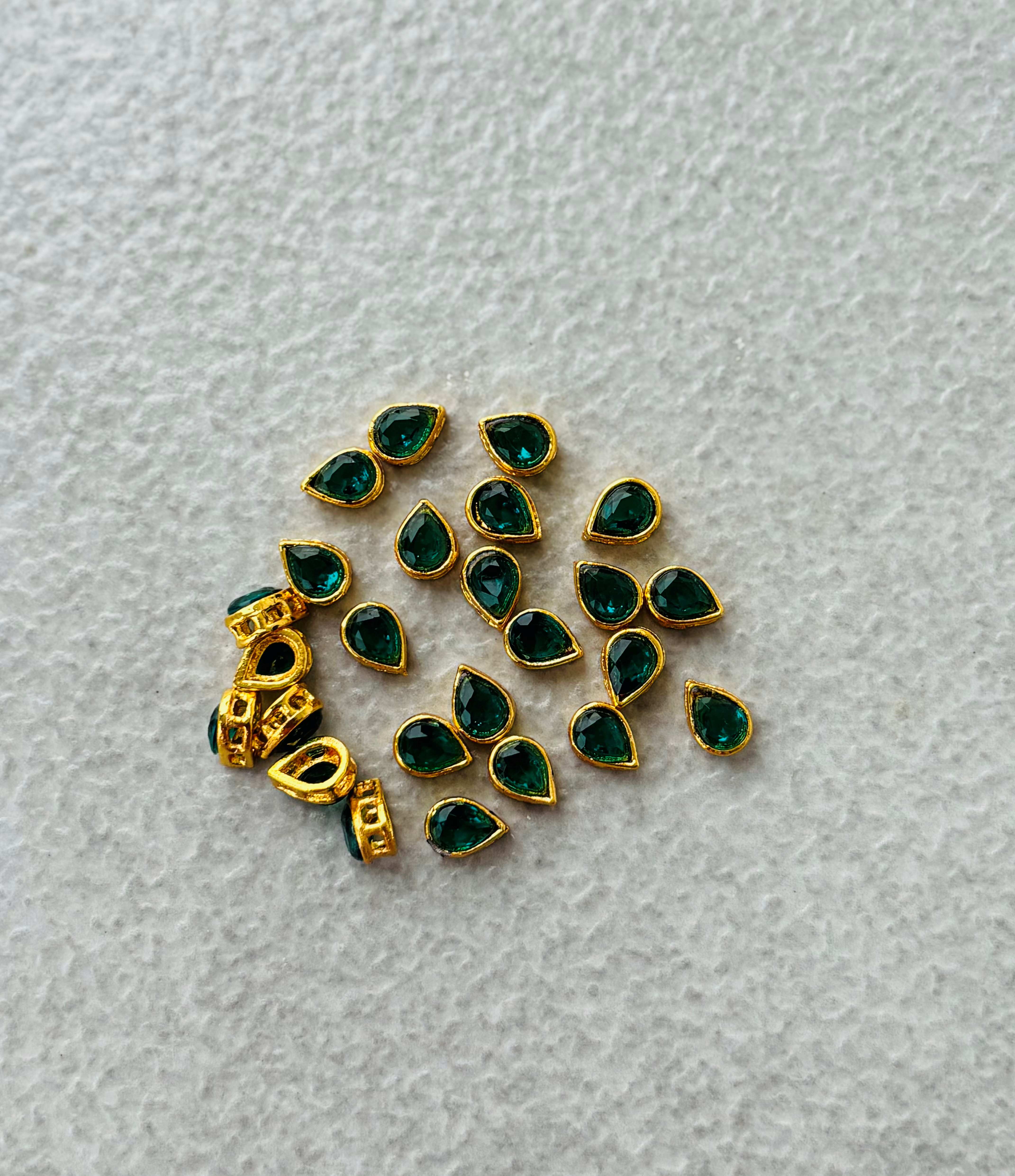 Emerald Green Stone Gold Plated Kundan Drops