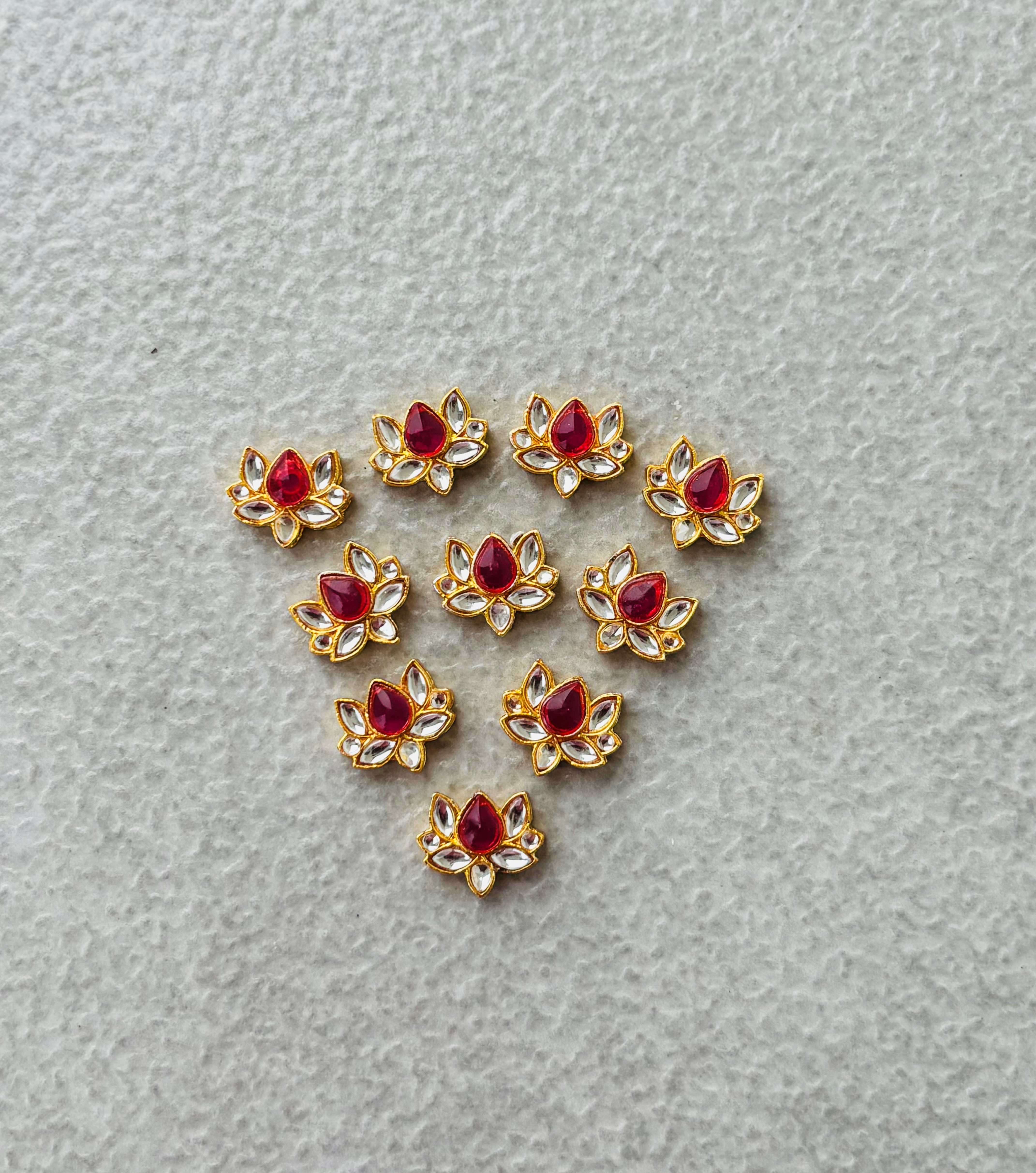 Rose and White Stone Lotus Kundan Spacers