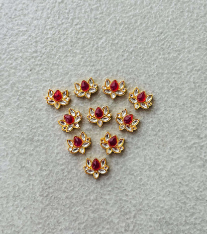 Rose and White Stone Lotus Kundan Spacers