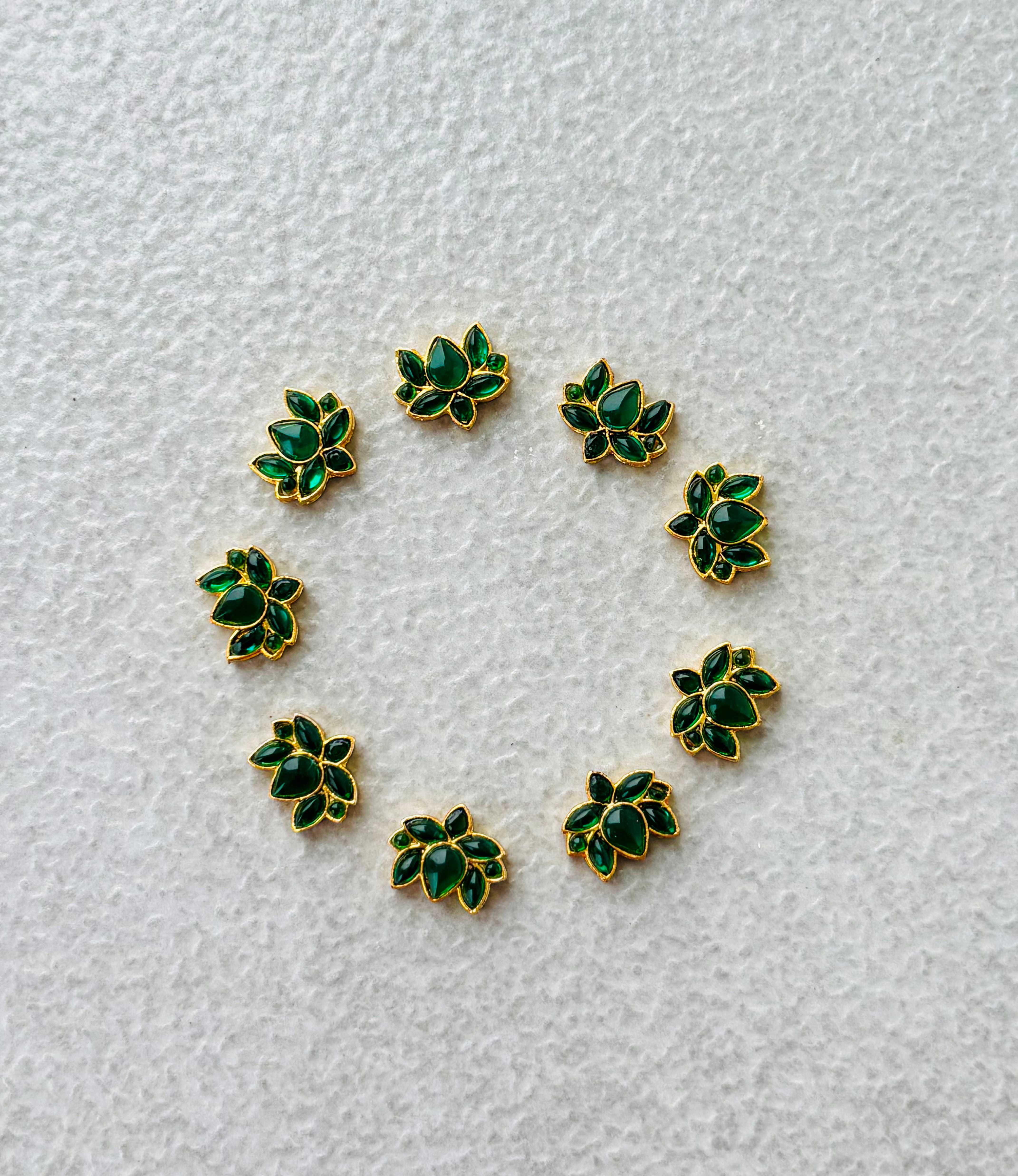 Emerald Green Lotus Kundan Spacers