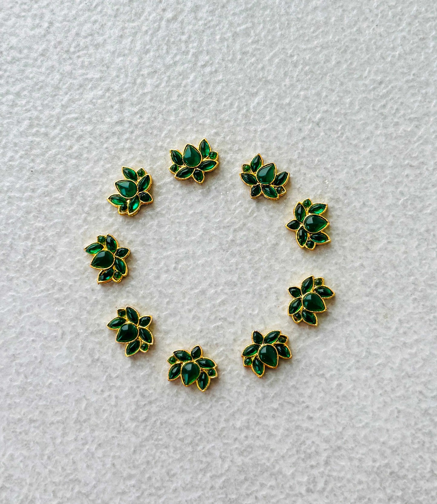 Emerald Green Lotus Kundan Spacers