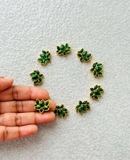 Emerald Green Lotus Kundan Spacers