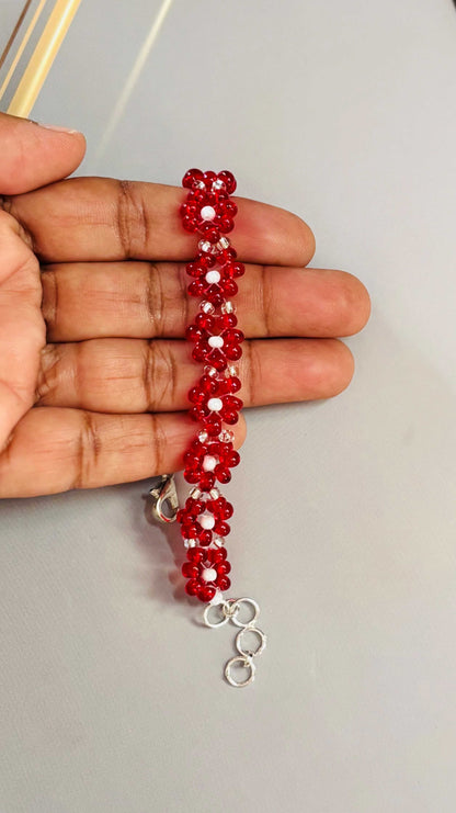 Red Bead Daisy Chain Bracelet