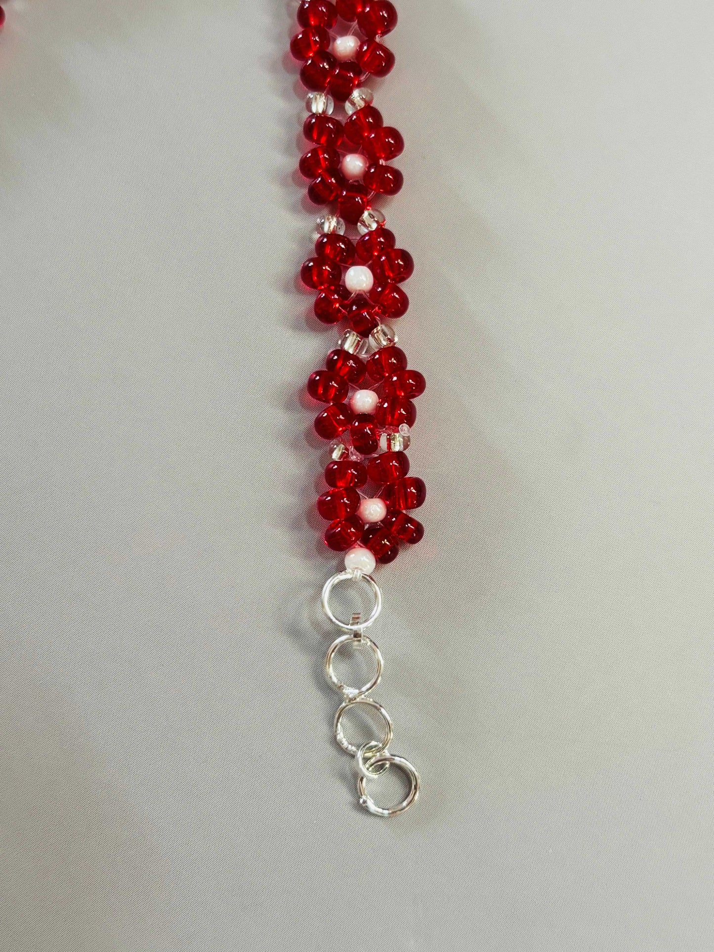 Red Bead Daisy Chain Bracelet